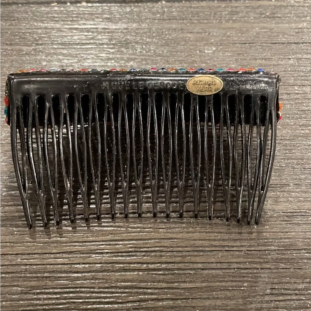 Rare Vintage RICHARD KERR Pave Multi-Color Crystal 80s Hair Comb